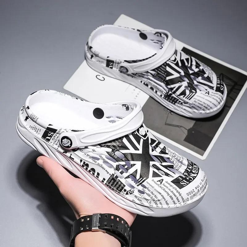 

Men Women Sandals Breathable Home Slippers Outdoor Fashion Casual Sneakers Garden Clogs Trekking Shoes 48-49 білий