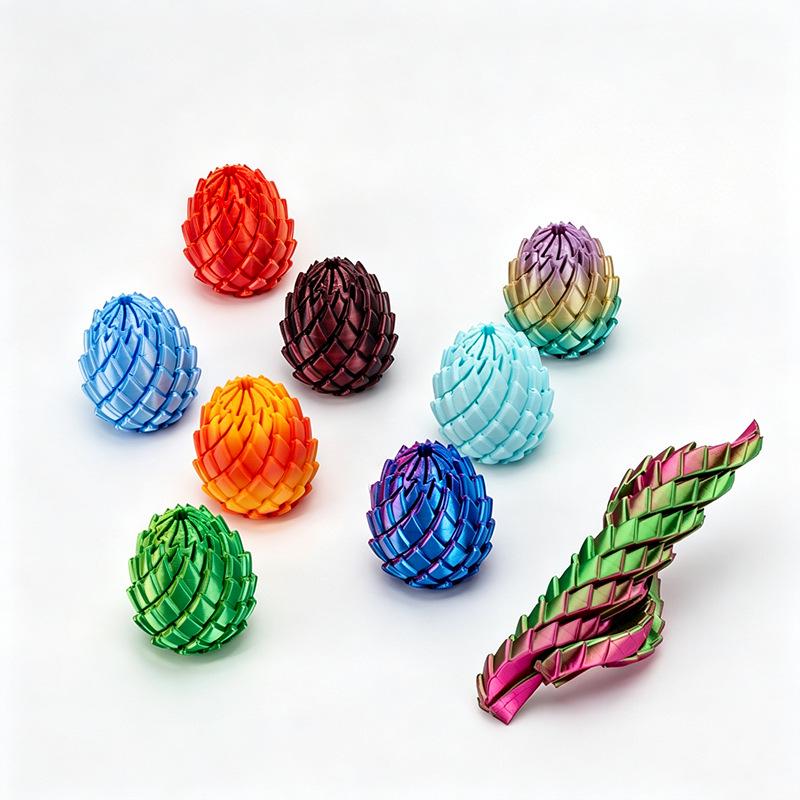 Transformable 3D Printed Dragon Egg: Rotating Telescopic Decompression Ball Toy for Kids and Adults