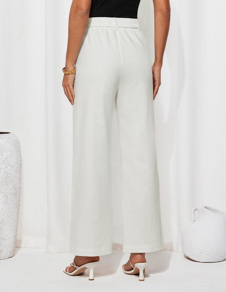 2025 Women's High Waist Wide Leg Stretch Trousers with Pockets - Formal Casual Pants