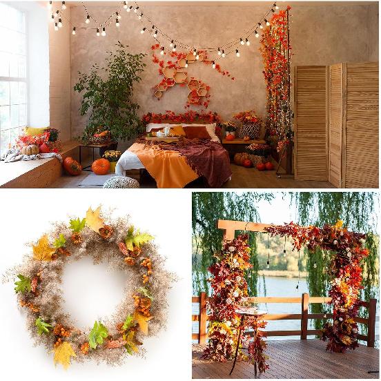 PATIKIL Artificial Leaves, 200 Pcs Mixed Fall Maple Autumn Fake Leaf for Wedding Party Thanksgiving Halloween Decoration, 4 Assorted Color