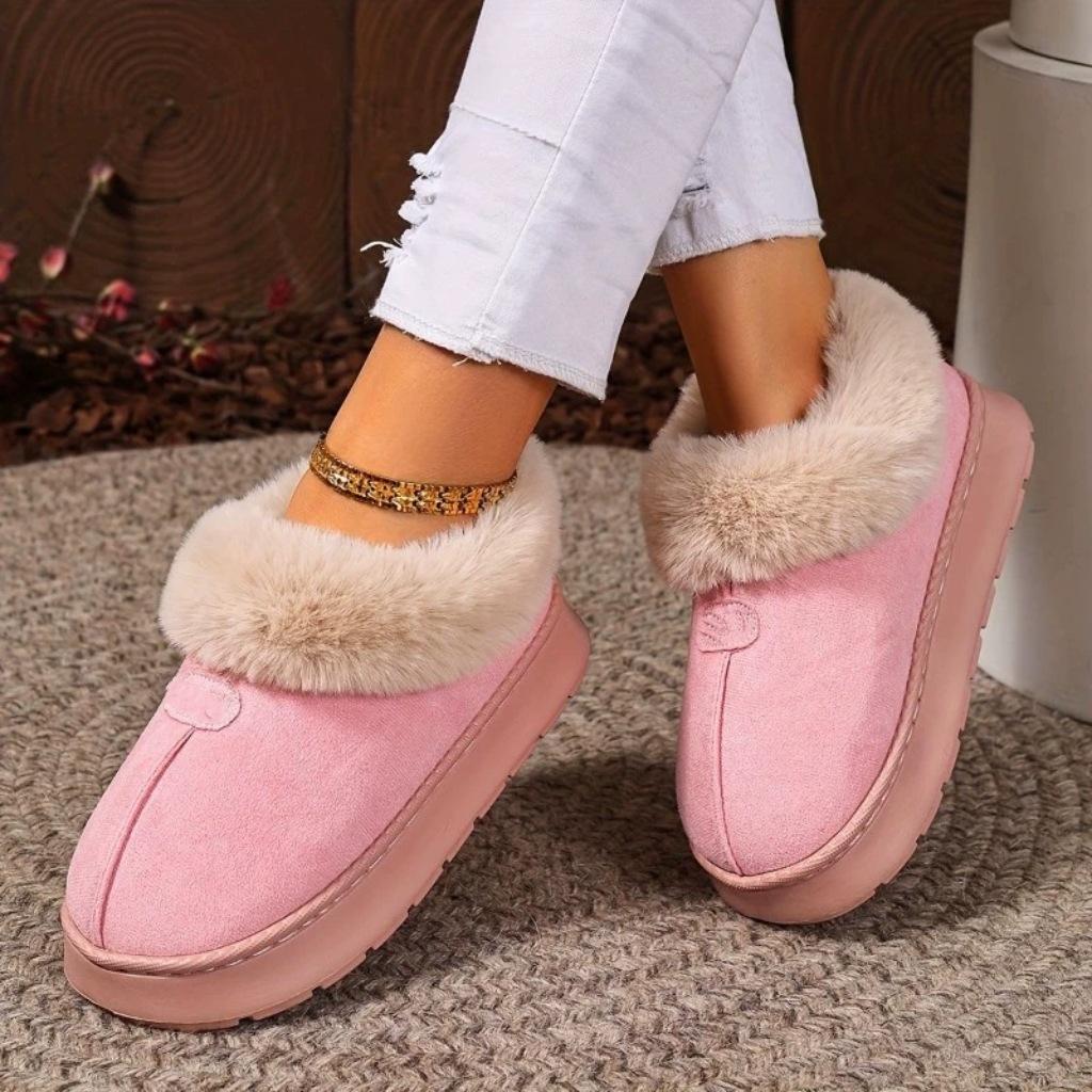 New Home Cotton Slippers Warm and Thickened Couple Models Simple Autumn and Winter Indoor Half Pack and Home Furnishing