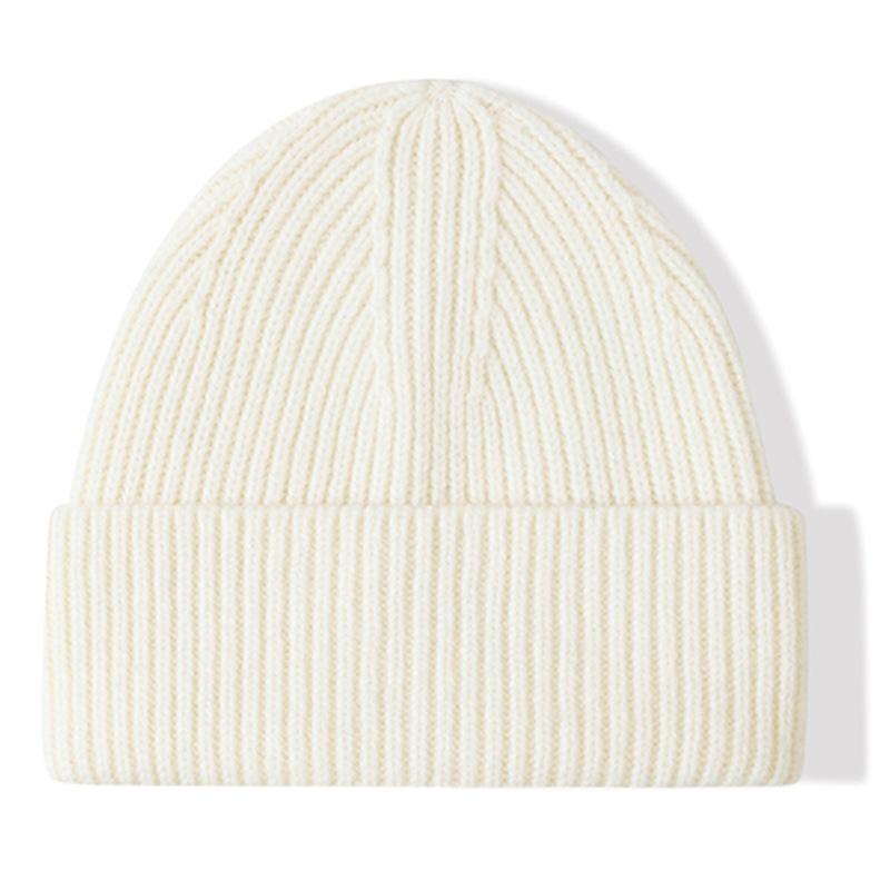 Classic Ribbed Knit Beanie-Unisex 100% Wool Hat for Autumn/Winter Business & Travel One Size Fits Most