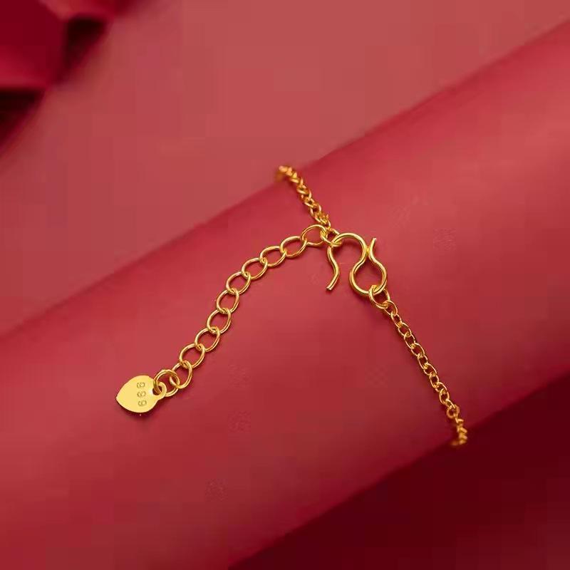 Xiaohongshu Style Korean Gold-Plated Fu Character Bracelet