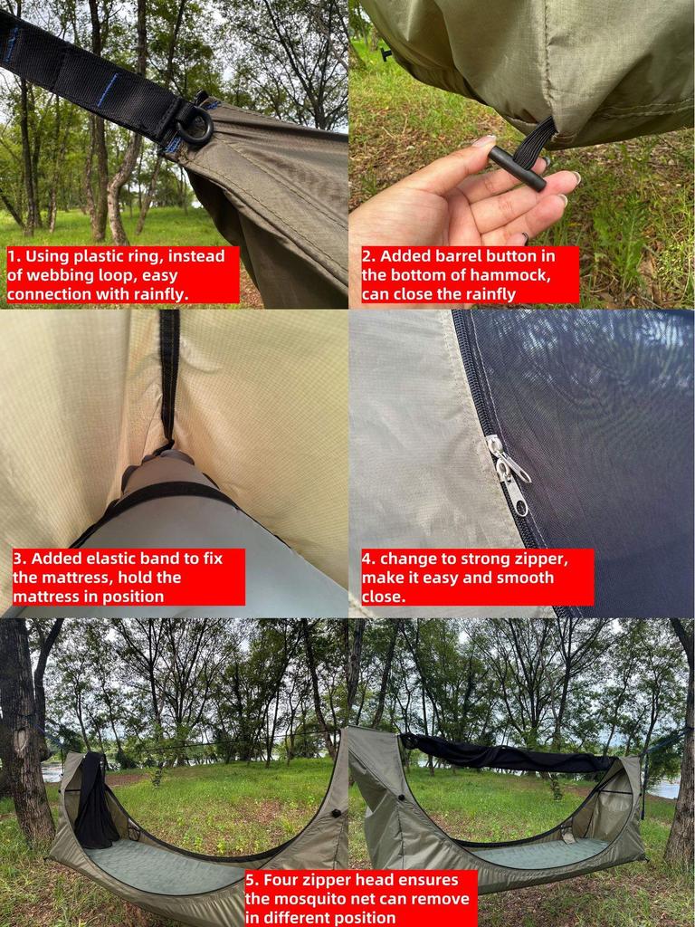 Outdoor Hammock Tent Tarp with Inflatable Pad – 3-in-1 Camping Tent for Flat Lying