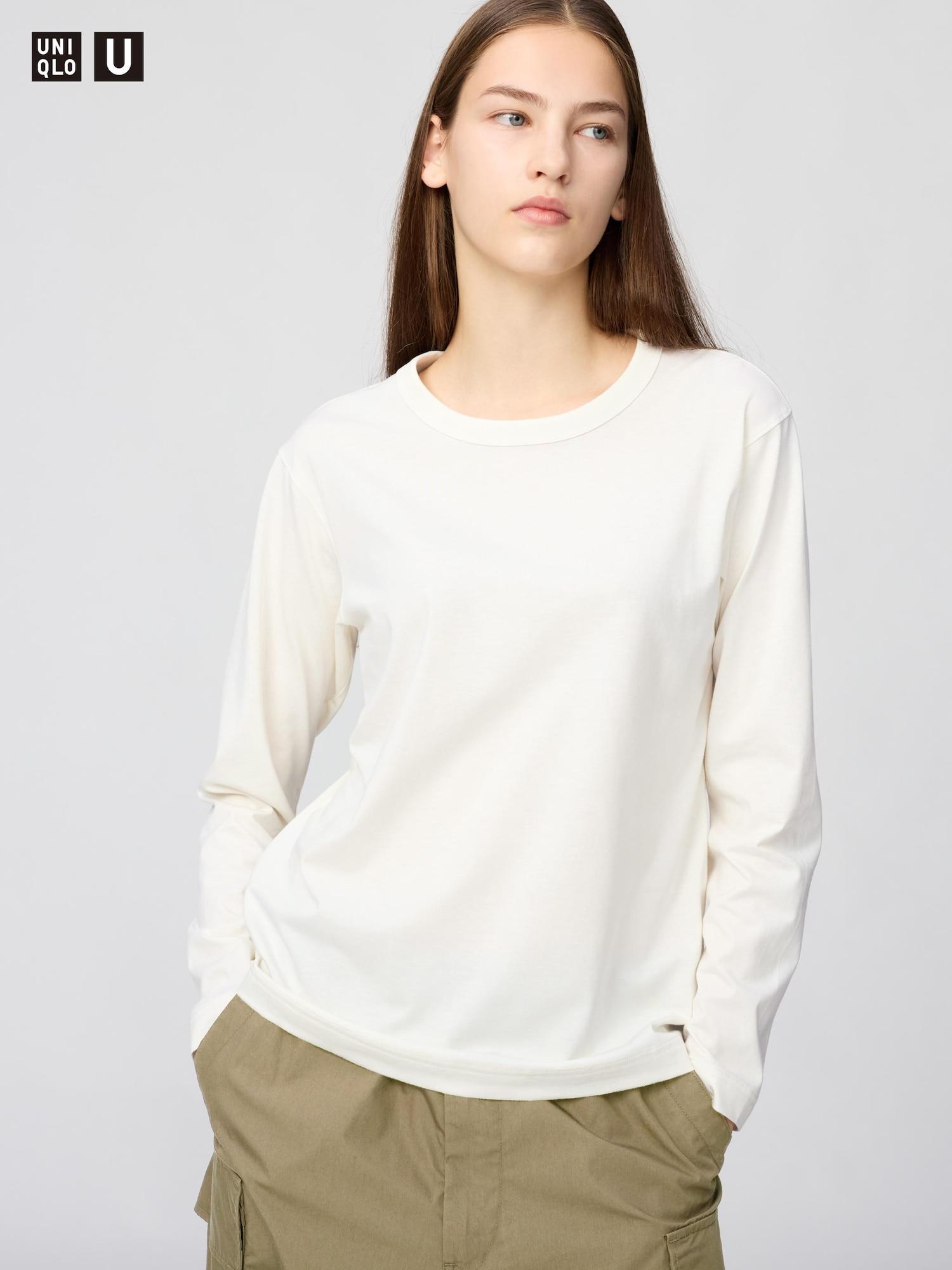 Uniqlo Япония Supima Хлопок Футболка с длинным рукавом