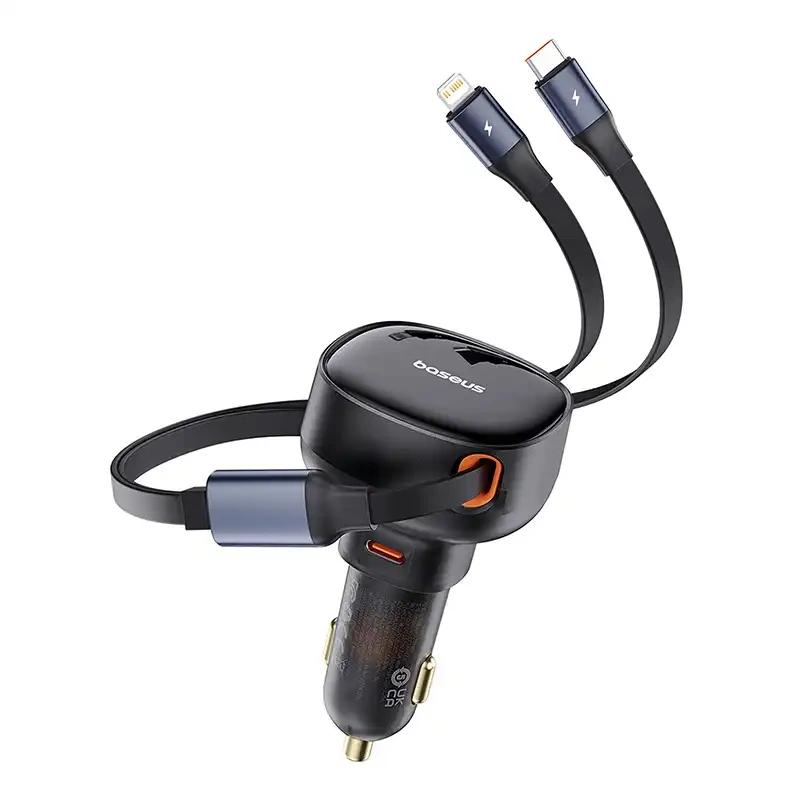 Ładowarka Samochodowa Baseus Enjoyment Usb-C Z Kablem Usb-C I Lightning 60 W (Czarna)