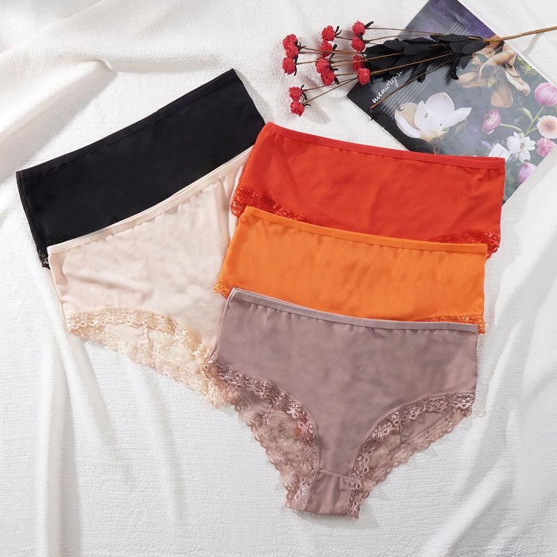 Women's Summer New Lace Lace Hollow Out Cotton Comfortable Breathable Low-waisted Briefs