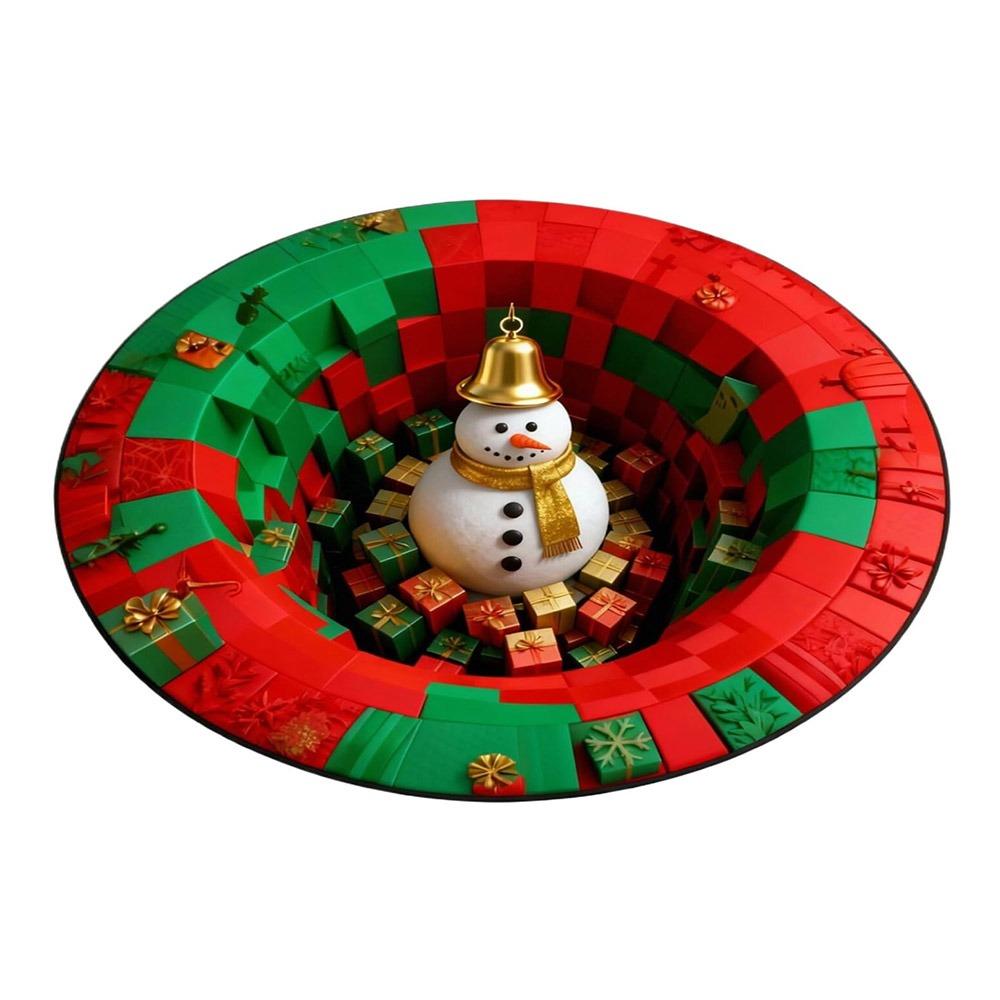 Imitation Cashmere Christmas Round Carpet 3D Special-shaped Santa Claus Floor Mat  Home Decor