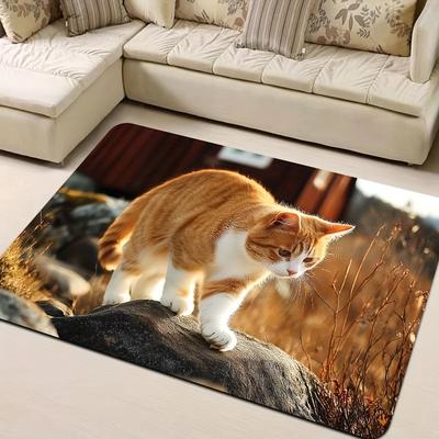 1 alfombrilla de cocina antifatiga, bonita alfombrilla de cocina acolchada gruesa, impermeable, antideslizante, con estampado de gato, resistente y cómoda para estar de pie en la cocina