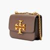 Tory Burch TB Eleanor Leder Matt Klapptasche mit Doppel-T-Logo Einzelne Schulter Crossbody Kordelzug Kette Kleine Quadratische Tasche Damen Klein Braun