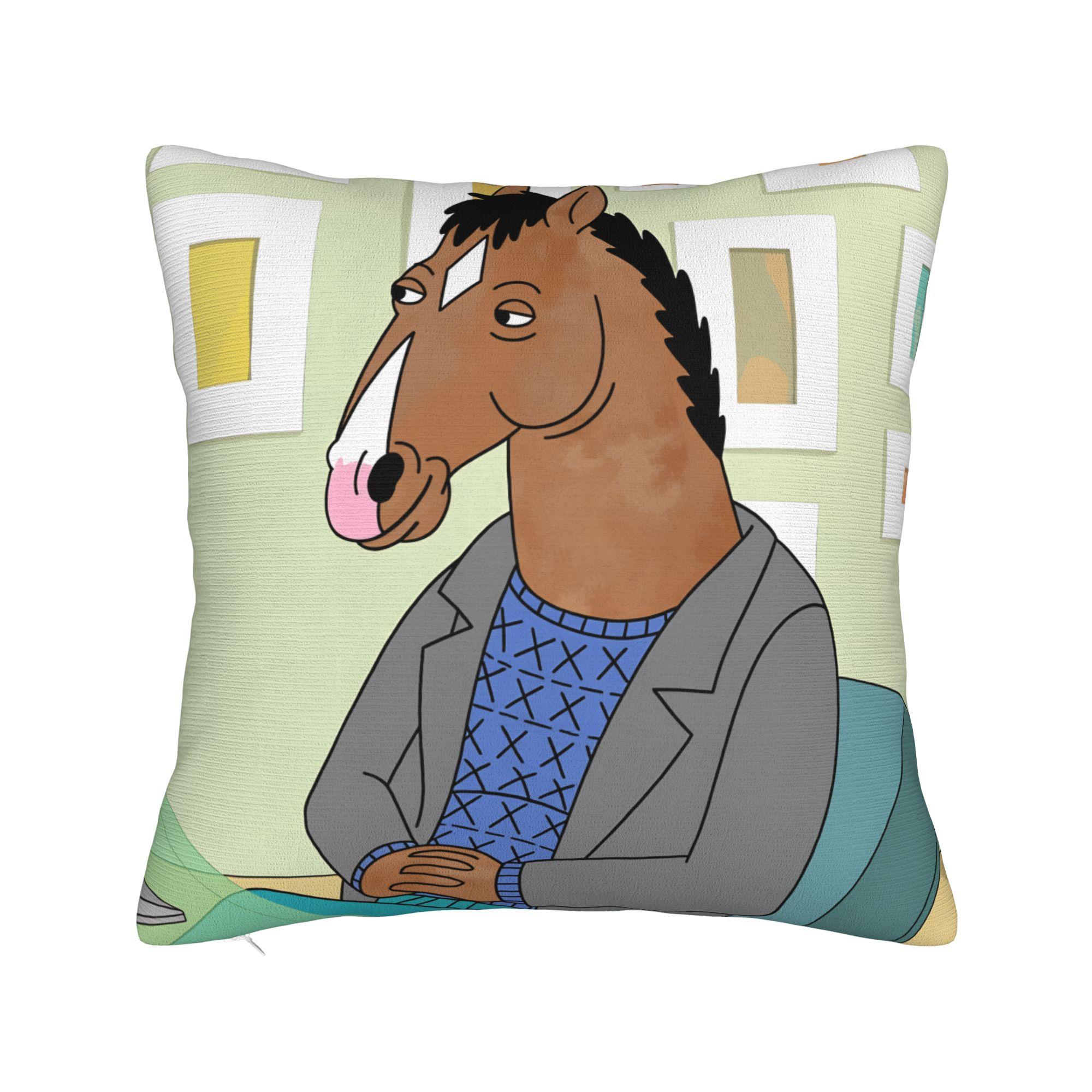 

Anime B-BoJack H-Horsemans Pillowcases Funny Pillow Case For Sofa Bedroom Home Decor Graphic Pillow Cover 12x12Inch