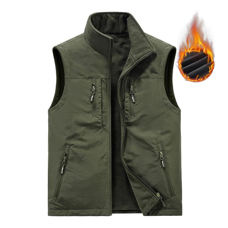 Autumn Winter Thickened fleece double-sided vest Men's Vest Jacket Warm Outerwear slim fit Jacket Casual Style Daily