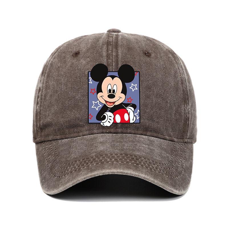 Retro Washed Mickey Mouse Print Baseball Cap Men Women Vintage Kpop Snapback Cap Adjustable Breathable Trucker Hat Sunscreen Hat