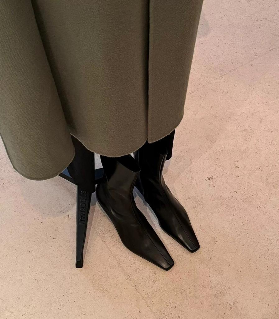 Vintage Small Square Head Thin Heel Cat Heel Side Zipper Thin Short Boots Medium Boots Women's 2025 Autumn and Winter Fashion Boots Martin Boots