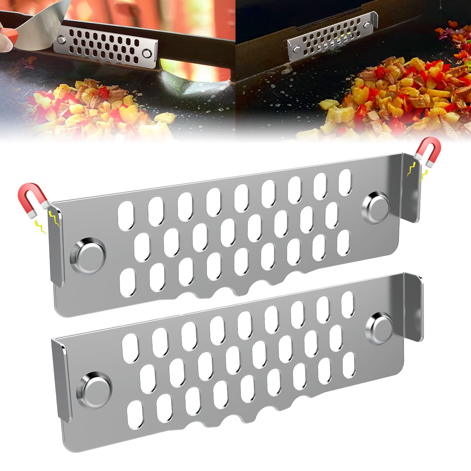 Grease Gate Blocker for Blackstone Griddle, Compatible with Blackstone Griddle Accessories, Grill Accessories for BBQ, Food Mesh Screen Block Food