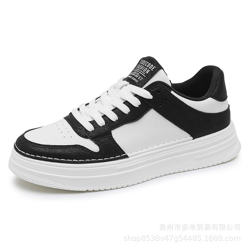 

Black and white panda comfortable and breathable flat heel shallow mouth Forrest Gump casual board shoes lace-up small white board shoes 44
