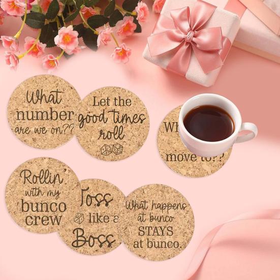 

Yousheng 6Pcs Wooden Coasters Cork Coaster for Drink Absorbent Heat Resistant Tea Coffee Coaster Classic Cork Drink Mats Creative Gift for Friends 6pcs