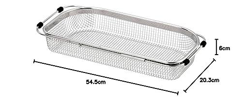 Nagao Tsubame-Sanjo Sink Dish Drainer, Extendable, 42.5-54.5cm, Shallow, 18-8 Stainless Steel, Made in Japan, SH-040