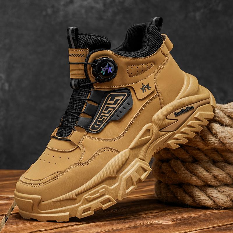High-top Men's Shoes  New Autumn Trendy Brand Versatile Leather Sports Shoes for Men's Outdoor Anti-slip Thick-soled
