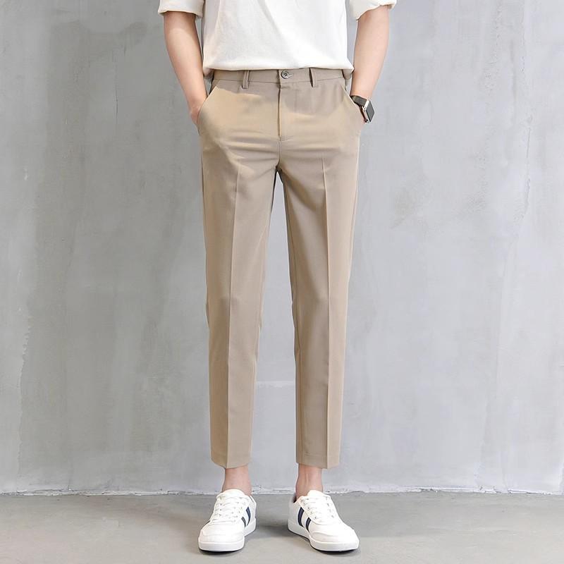 Popular Nine-point Trousers Men's Small Straight Tube Slim-fitting High-waisted Thin Pipe Pants Versatile Black Suit Pants Wholesale