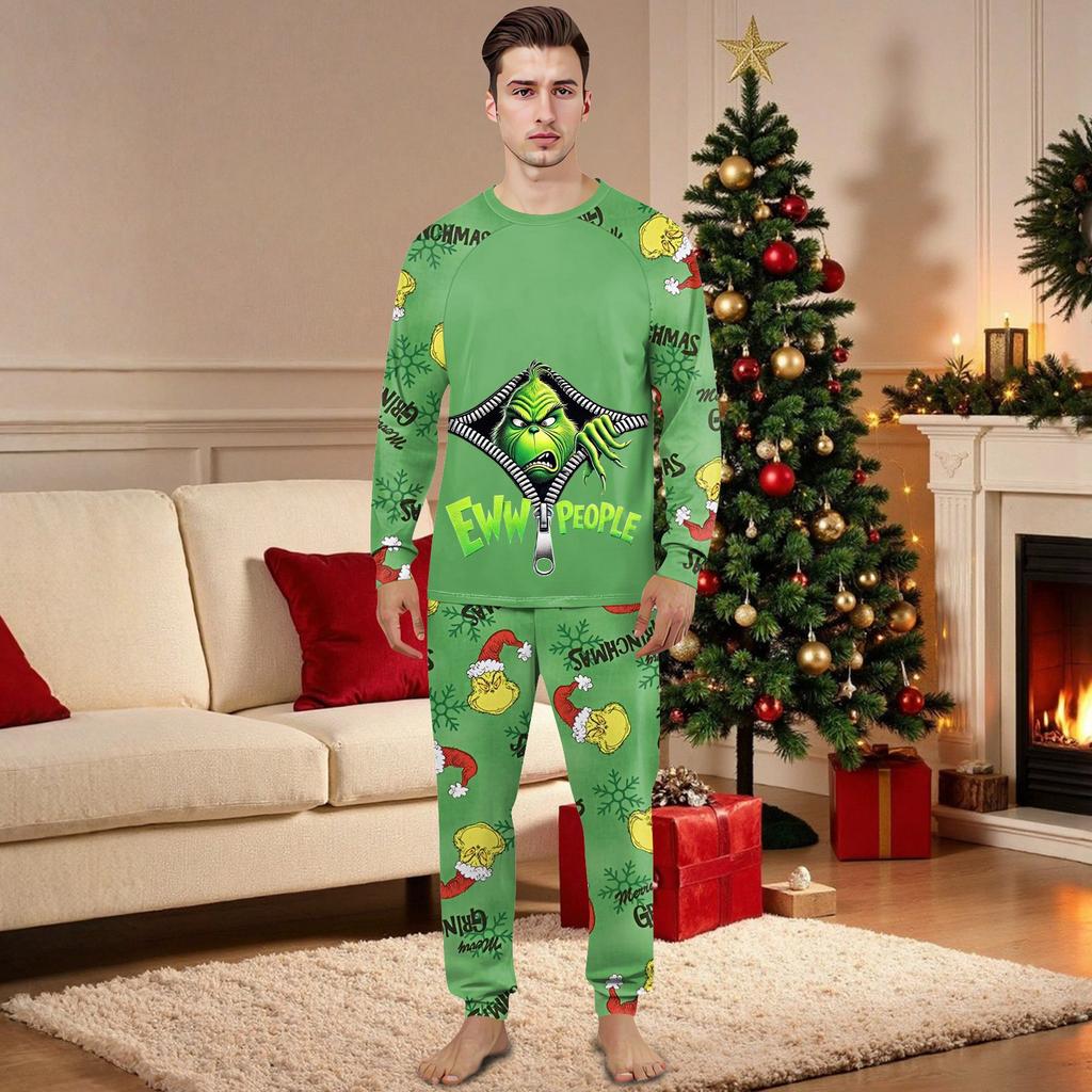 Family Matching Print Sets Pajamas Loungewear Outfits Family Matching Long Sleeve Tops+Pants Set