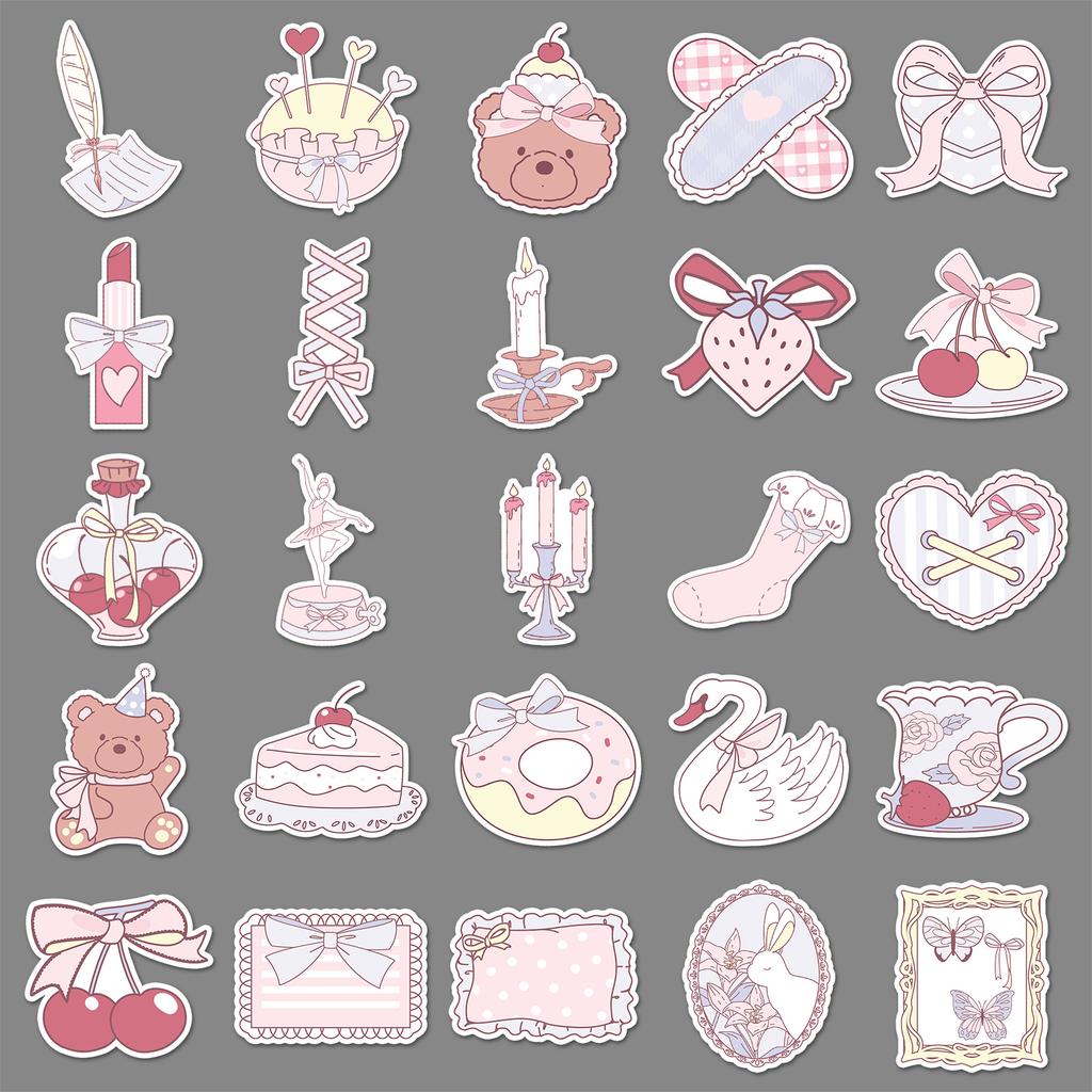 50 Ballet Style Graffiti Stickers Cartoon Cute Little Fresh Hand-painted Decorative Mobile Phone Case Handbook Stickers