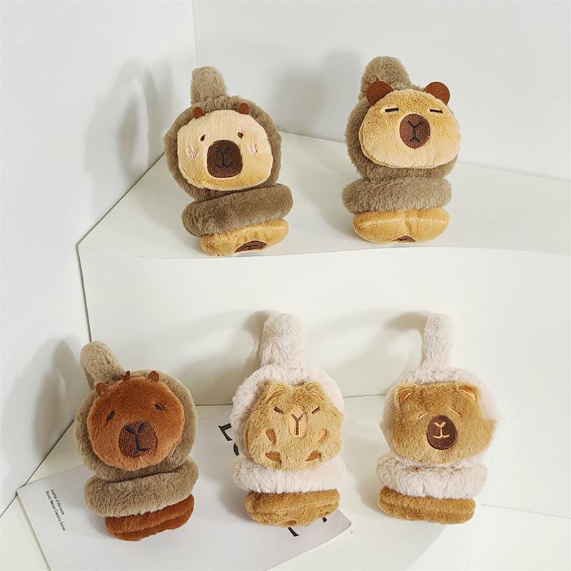 Cute Plush Capybara Earmuffs Warmer Ear Cover For Women Men Winter Warm Earflaps Outdoor Cold Protection Cycling Ear-Muffs