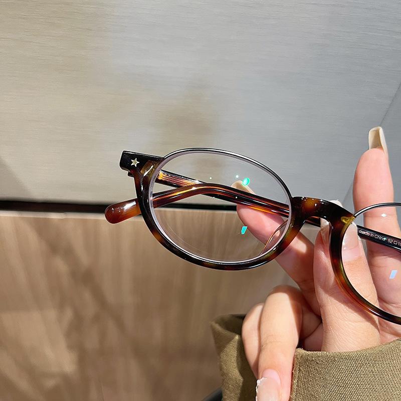 Retro Tortoiseshell Myopia Glasses for Women Korean Style Ellipse Shortsighted Eyeglasses Anti Blue Light Eyewear Diopte-2.0
