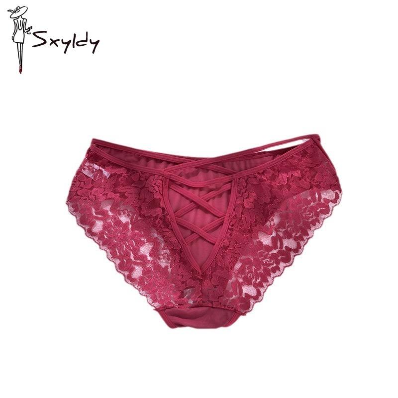 Large Size Mid-waist Cross Strap Sexy Lace Women's Underwear Hollow Comfortable Large Size Underwear for Women
