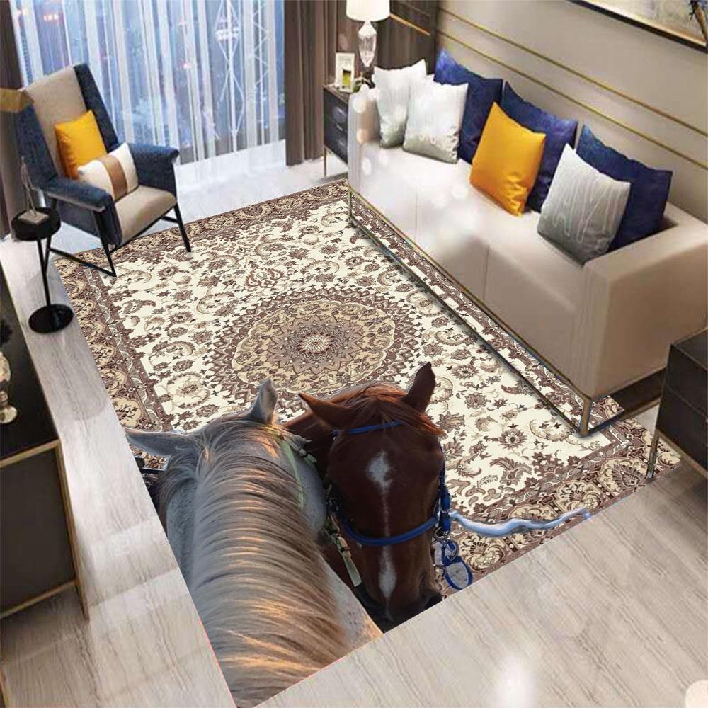 Retro Persian Style Deer Animal Carpet Living Room Sofa Bedroom Kitchen Entrance Door Mat Non-Slip Home Decoration Rug
