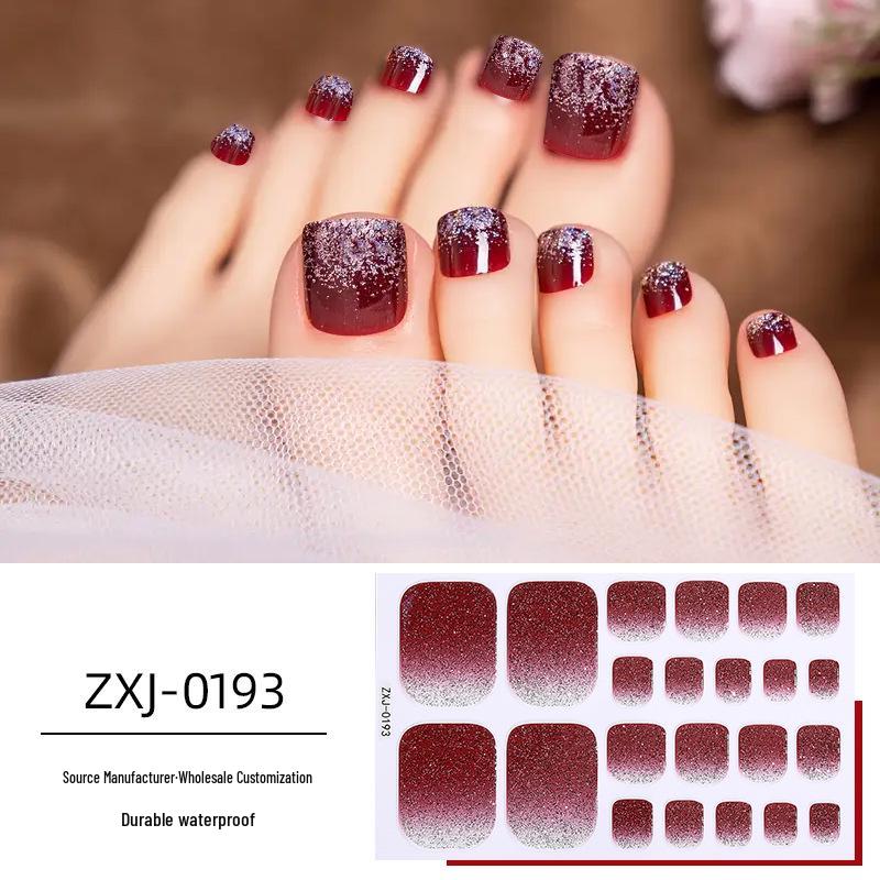 

Водостойкие наклейки для ногтей на ногах с градиентным блеском - Дизайн Кристальный флеш с полным покрытием