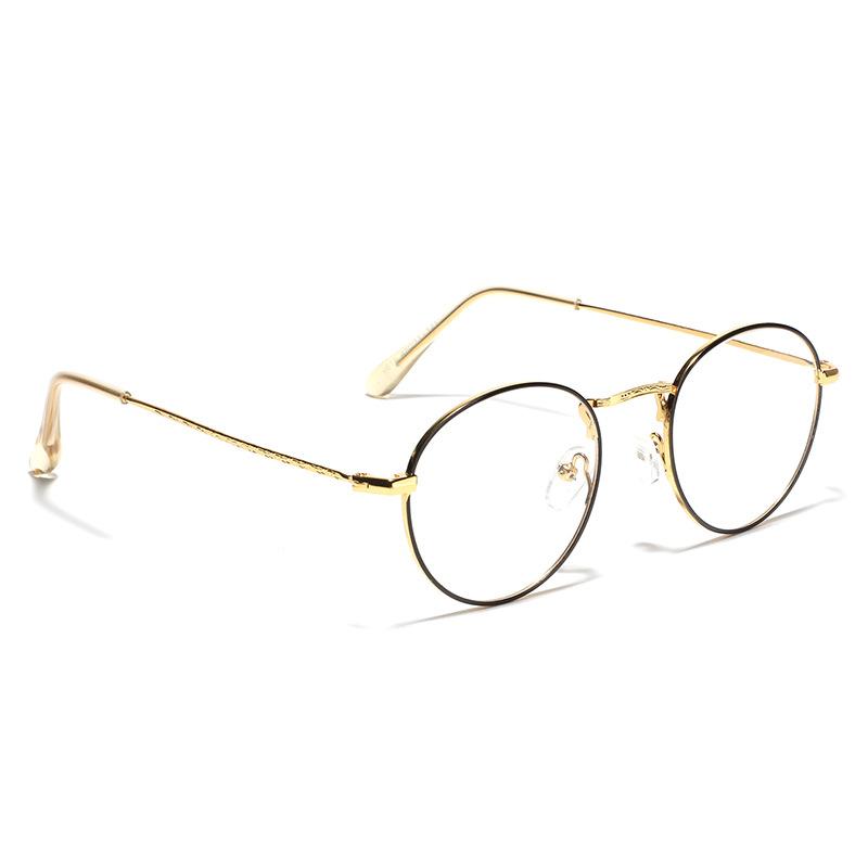 Round Prince Mirror Metal Small Frame Flat Mirror Women'S Plain Mirror Literary Small Clear Frame Glasses Men