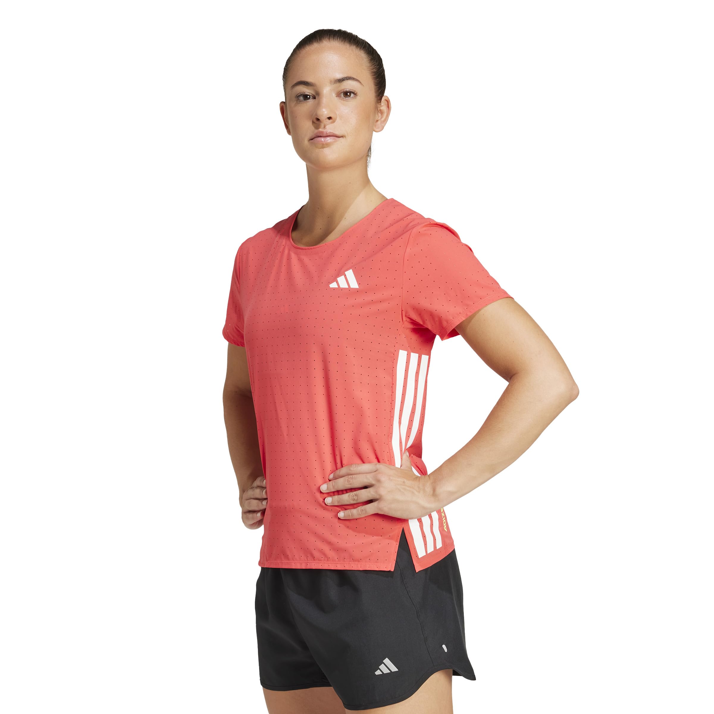 

Adidas Women s Adizero Running Short Sleeve T-Shirt, JOM31, Semi-Silent Red (IX8992)