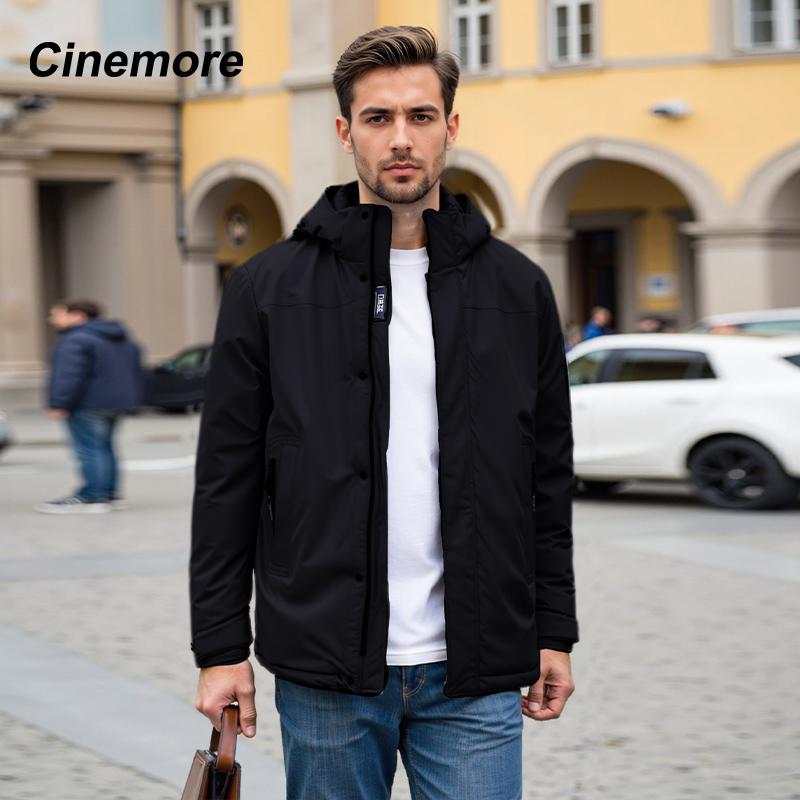 

Cinemore 2025 Winter Coat Men s Down Jacket with Pockets, Warm, Drawstring, Hooded, Short Parka Men s 8062 6XL синий