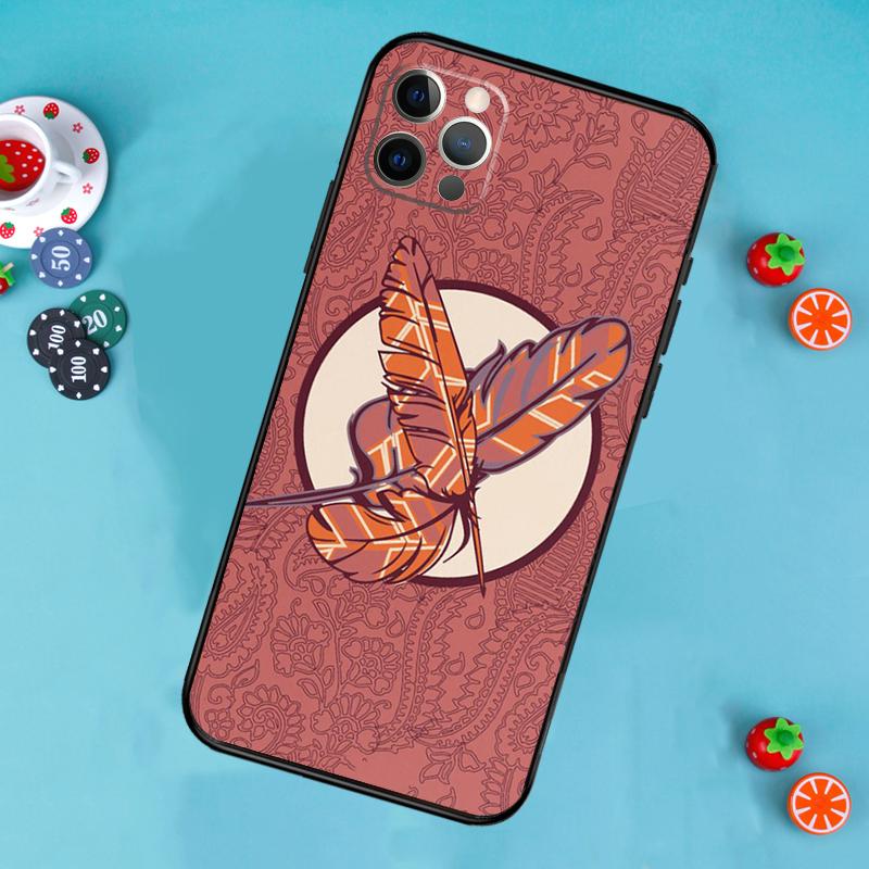 

Boho Western Wild Horses Feathers Phone Case For iPhone 17 Air 15 14 13 12 11 16 Pro Max 13 12 mini 15 16 Plus 16e Cover Funda iPhone 14 Pro