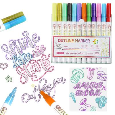 8/12/20 Pcs Highlighter Pen Set Nylon Fibre Tip Smooth Ink Fade-resistant Non-smudge Stunning Glitter Pens