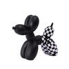 Plaid Balloon Dog Ornaments: Black & White Resin Decor for TV Cabinets & Living Rooms