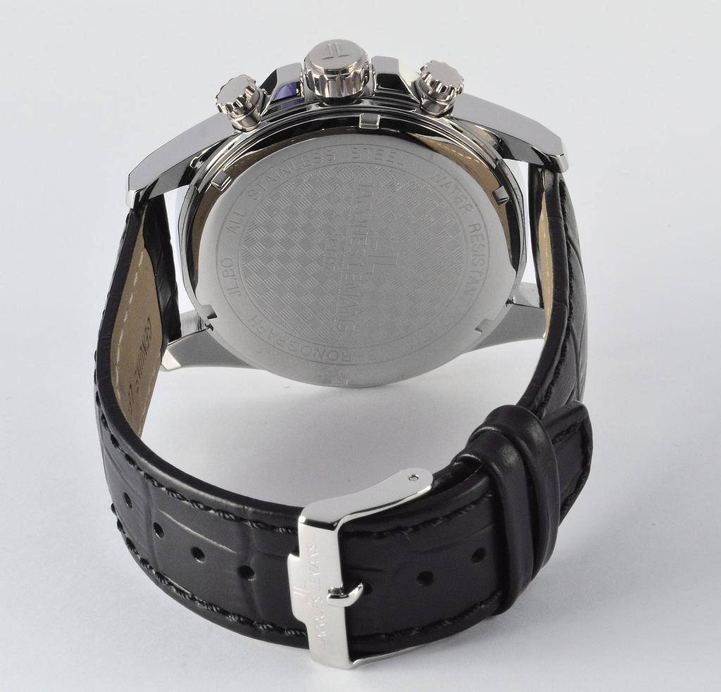 Jacques Lemans Liverpool 46mm Stainless Steel Case Black Calfskin Mineral Watch 1-1847A Men's