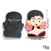 New Cute Girl Figure Acrylic Brooches for Women Blue Spliced Handmade Lady Bag Badges and Pins Jewelry Clothing Accessories Gift