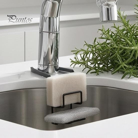 Double Layer Storage Rack Kitchen Sink Sponge Holder, Iron Faucet Organizer, Rustproof Rust Proof Shelf Hollow Design for Dish Soap And Cleaning