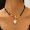 Baroque Pearl Pendant Choker Necklace for Women