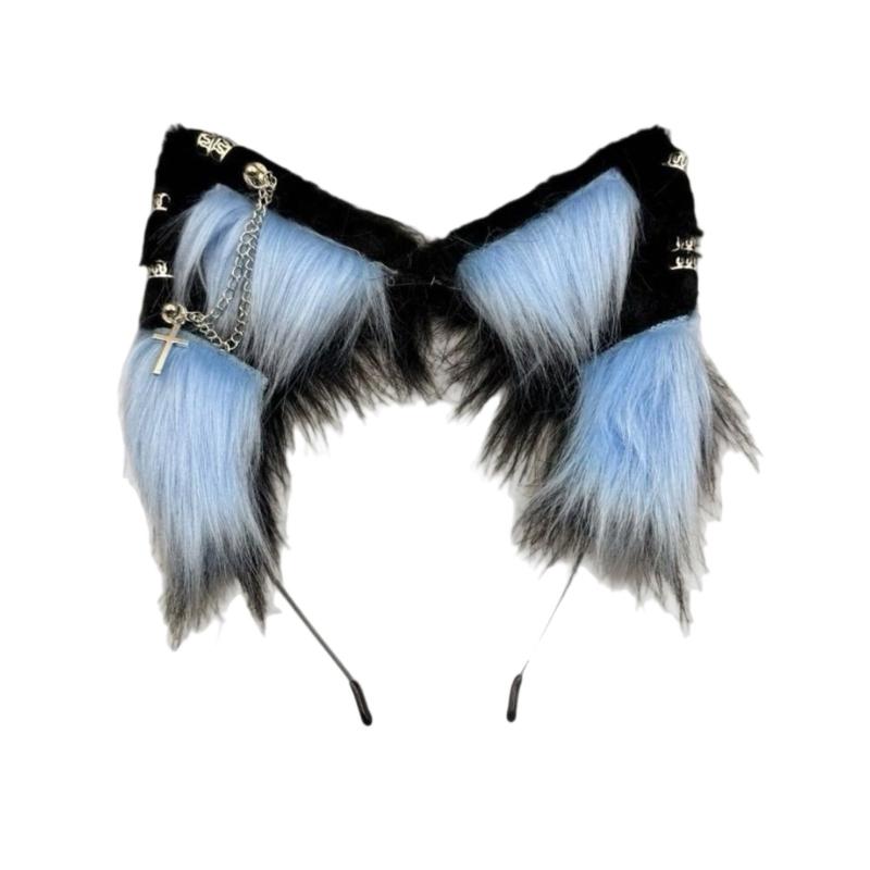 Furry Animal Ear Hairband Halloween Costume Accessory For Adults Kids Multiple Color Option Soft Practical Role Play