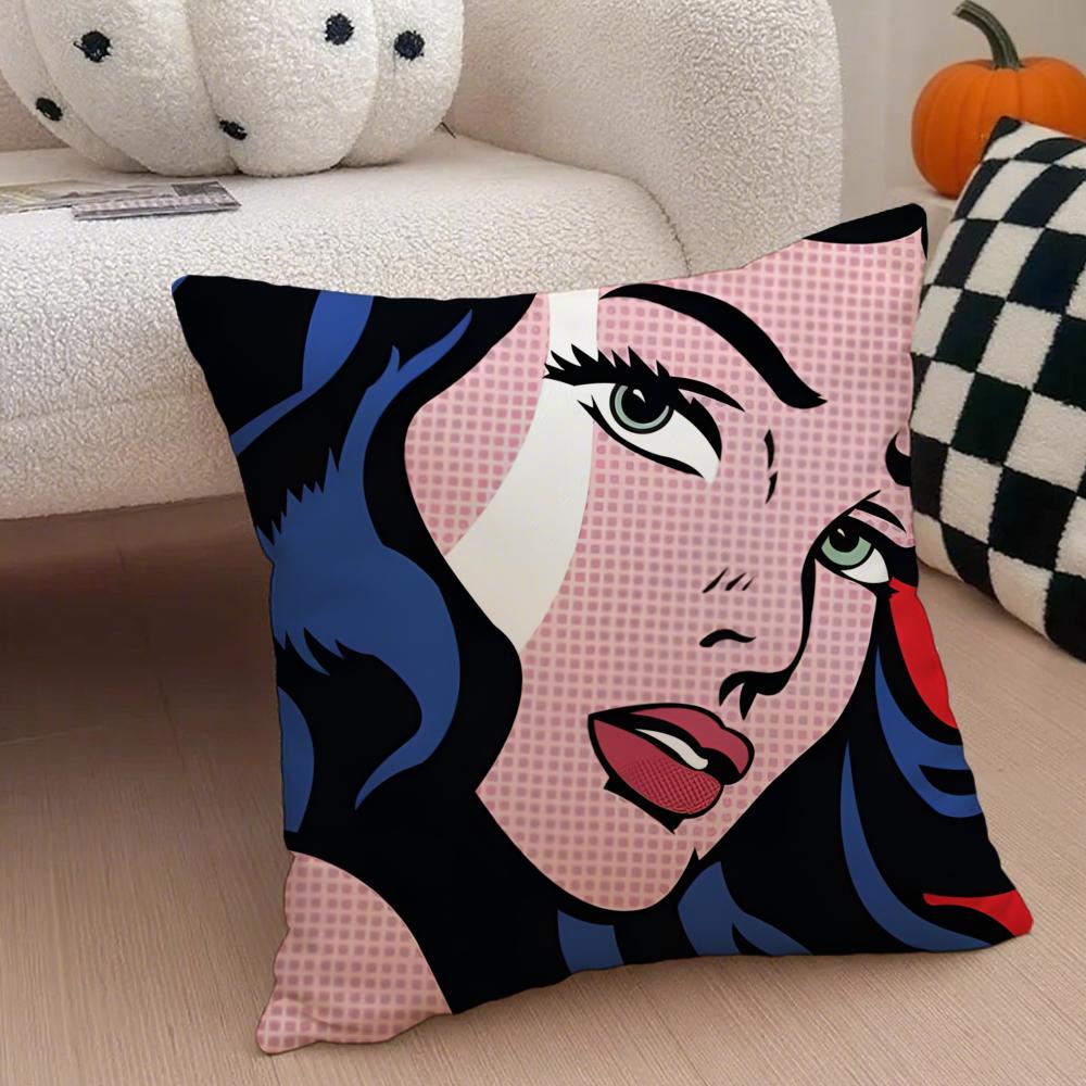 Pop Art R-Roy Lichtensteins Fashion Cushion Cover Throw Pillow Cover Hidden Button Durable Polyester Chair Cushion