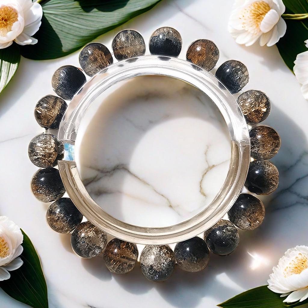 10mm Dopamine Jade Crushed Glass Bracelet: Women's Light Luxury Fidget Beaded Bracelet