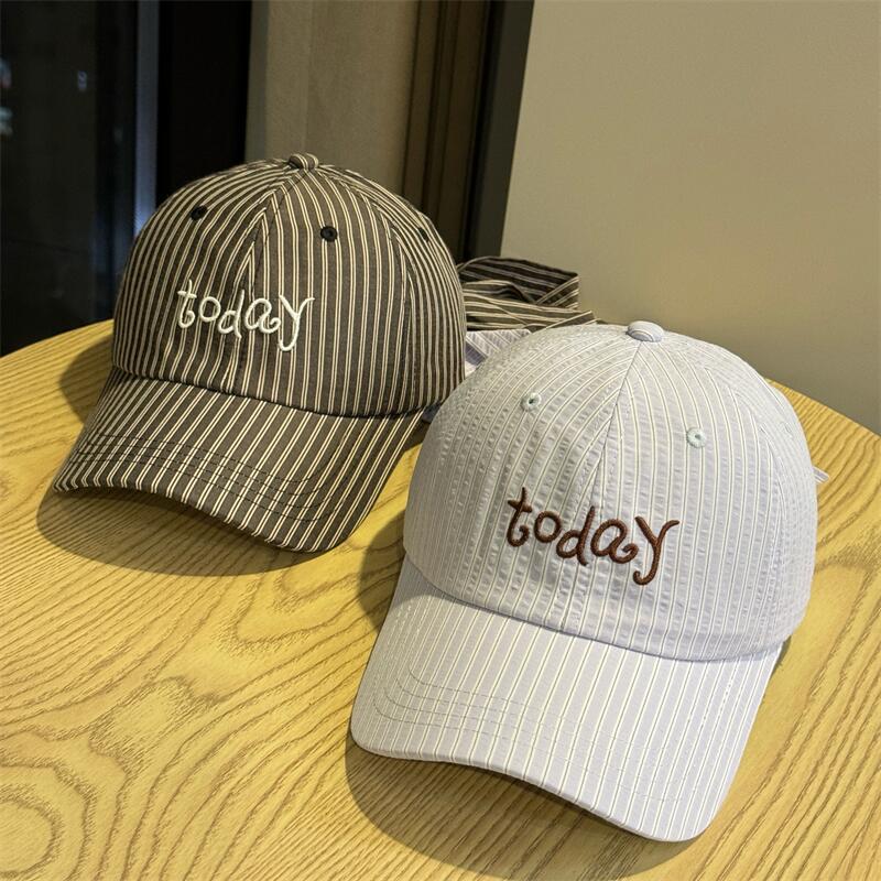 Striped letters embroidery straps bow cap women's spring and summer small fresh and breathable sunshade baseball cap