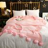 Home Textile Knitted Blanket Summer Breathable Skin Friendly Soft Fur Ball Blanket Solid Color Sofa Decorative Blankets Single Nap Thin Quilt