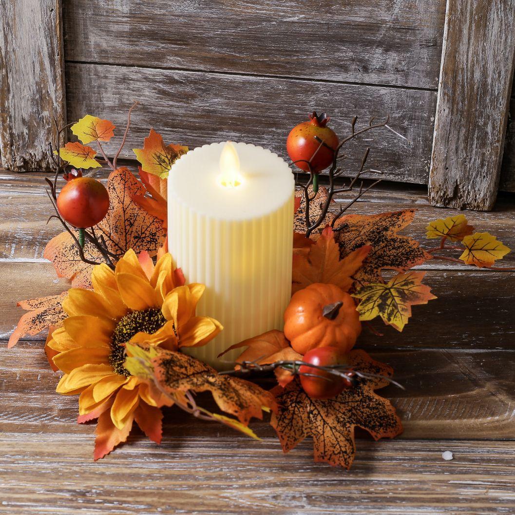 Pumpkin Sunflower Thanksgiving Wreaths Candle Holder Aromatherapy Cup Decoration Holiday Table Creative Wreaths Decorations 7.5cm жёлтый
