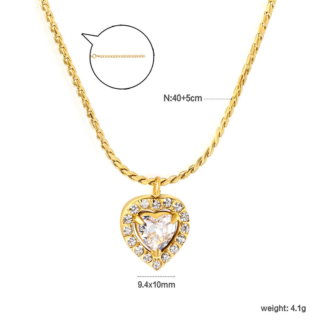 Square White Zircon Earrings And Necklace Set Classic Versatile Women's Jewelry Fade Resistant