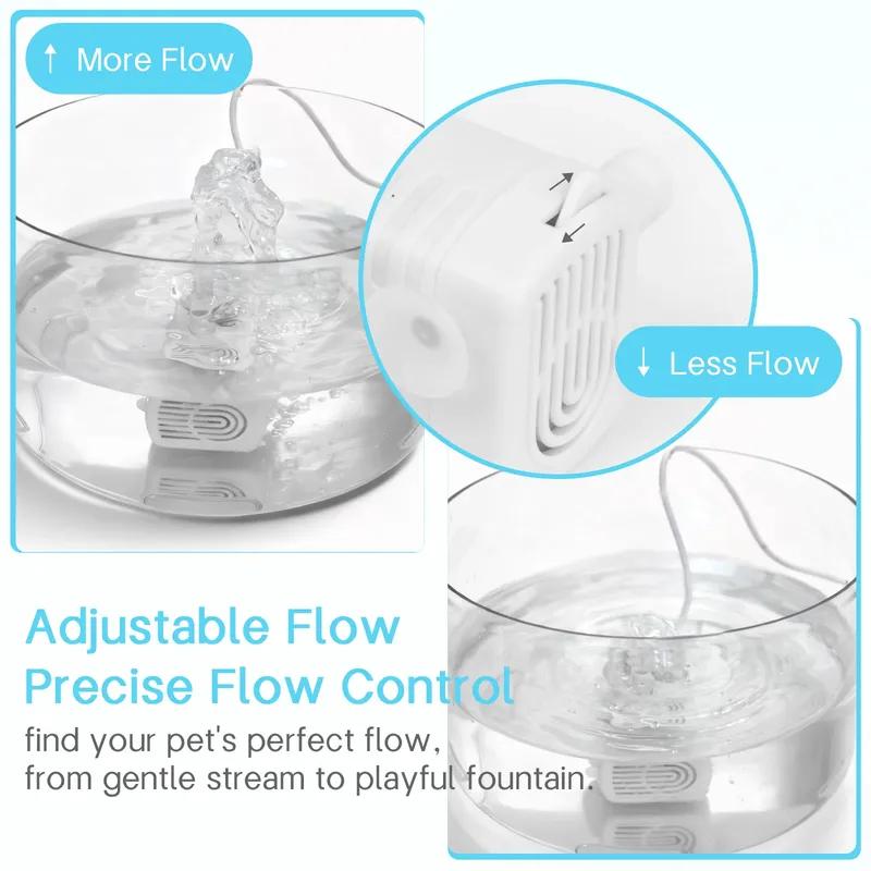 Cat Water Fountain, 1.8L/60.87oz, Ice Blue Lighting, Ultra-Quiet, with Filter - Suitable for Cats and Small Dogs