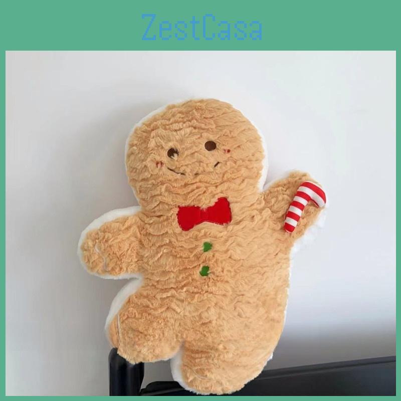 Christmas Plush Pillow With Cartoon Gingerbread Man Design For Holiday Decor And Gifts